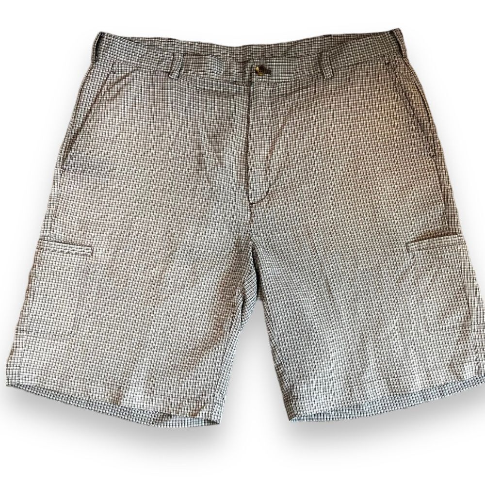Ping Mens Plaid Cargo Shorts brown/beige Size 38 Flat Front Golf Lightweight